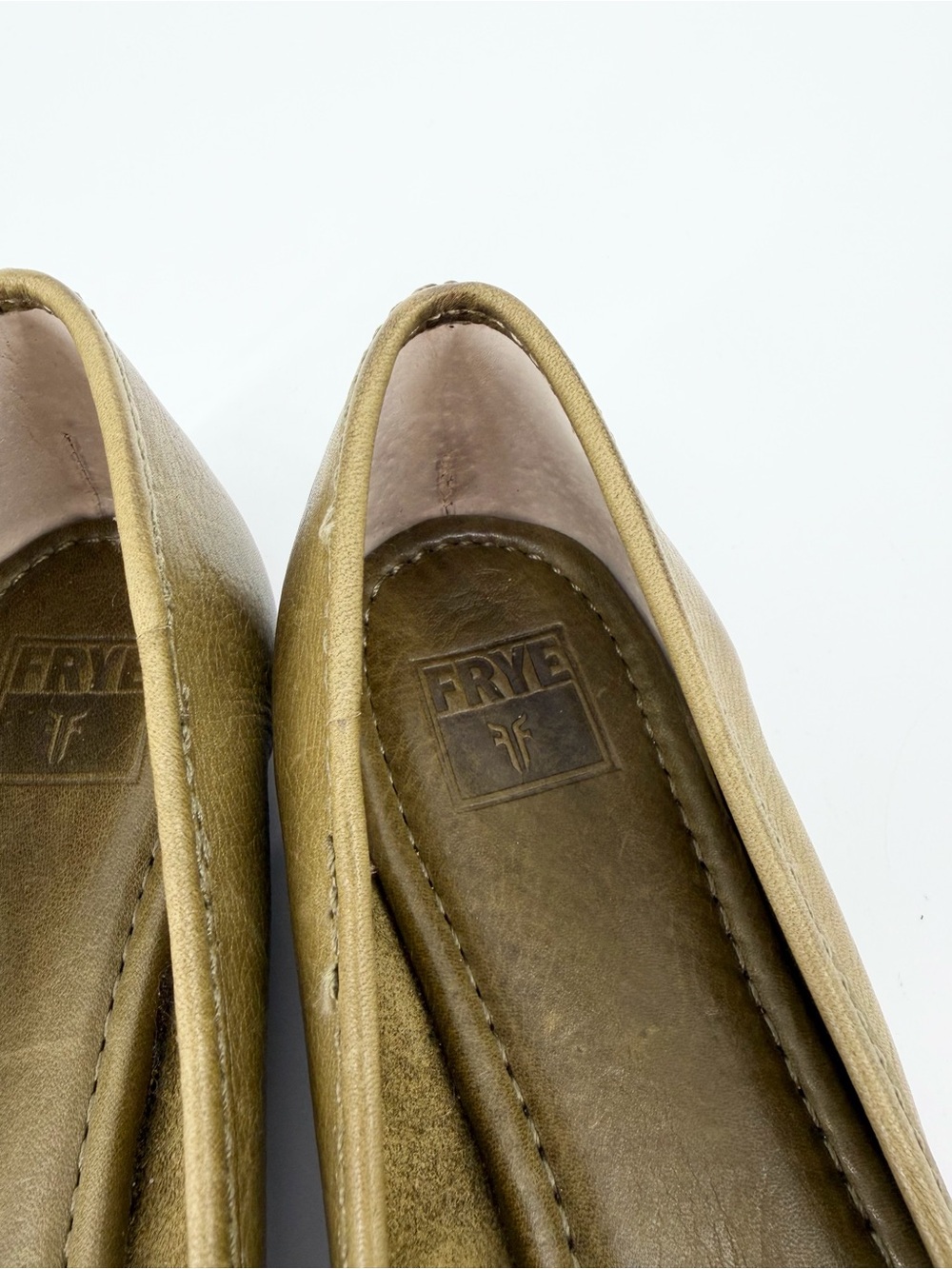 Frye Regina Ballet Green Leather Flats - Picture 7 of 9
